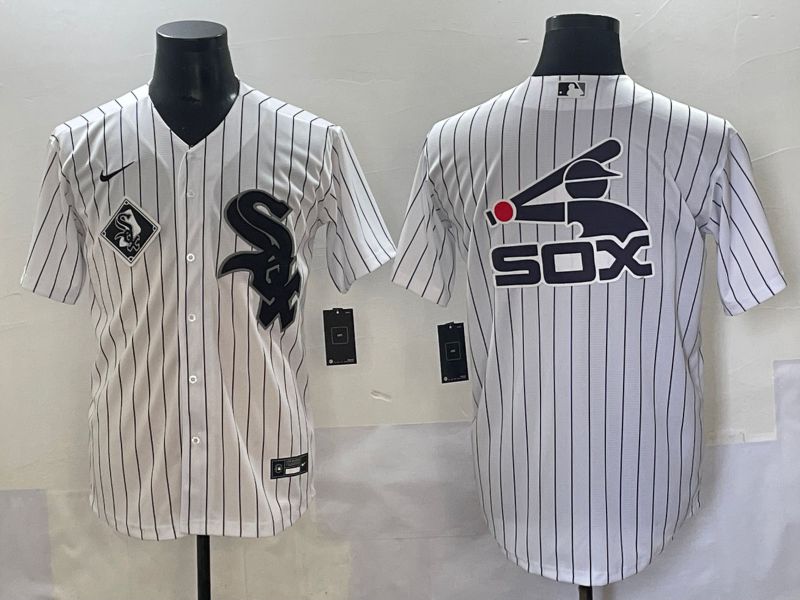 Men 2025 Chicago White Sox Blank White Stripe Game Nike MLB Jersey style 8